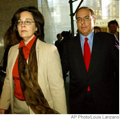 [Mark Belnick, former general counsel of Tyco International Ltd., and his wife, Randy, leave New York state court last September after a hearing in the criminal case against him.]